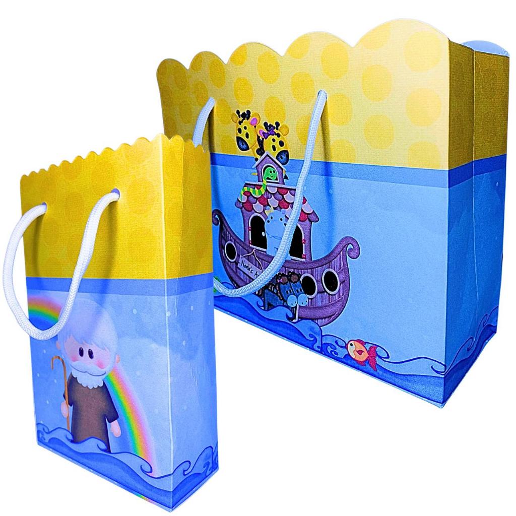 Sacolinha Personalizada Arca de Noe Sacolinhas para Lembrancinha de Aniversário Infantil Sacolas Noé Bolsa Envio Rapido