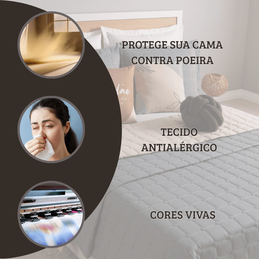 Kit Cobre Leito Paris Colcha Dupla Face 08 Peças Cama King Várias Combinações de Cores Cama Posta — imagem 2 de 2