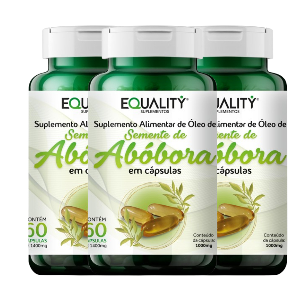 Óleo de Semente de Abóbora 1400 mg - Kit 3 Potes 60 cápsulas Softgel em Oferta na Shopee