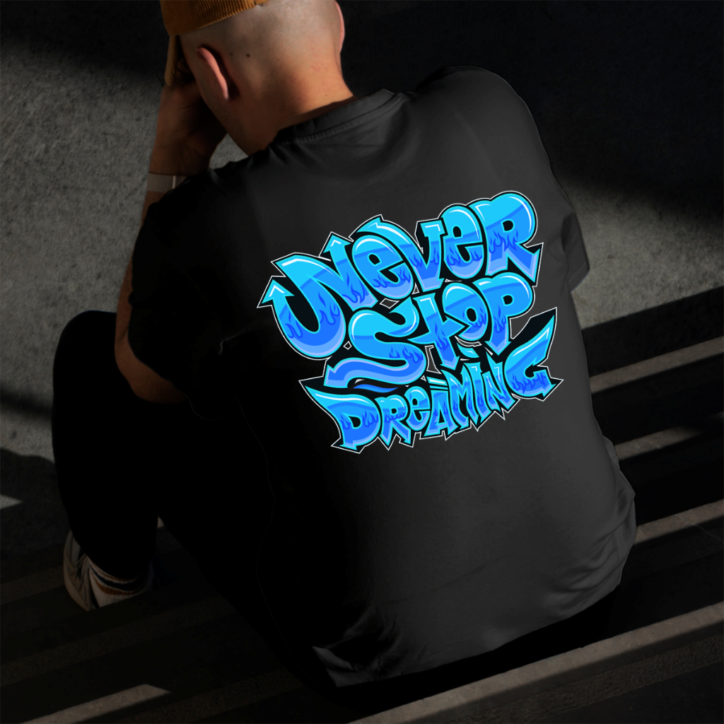 Camiseta Masculina Estampada Never Stop 100% Algodão Estilo Conforto Diário Do Tamanho P ao GG