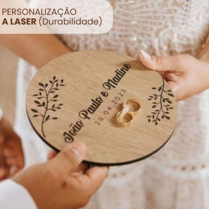 Porta Alianças Personalizado Para Casamento Com Nome E Data Entrada Da Noiva Noivos A Laser em Oferta na Shopee