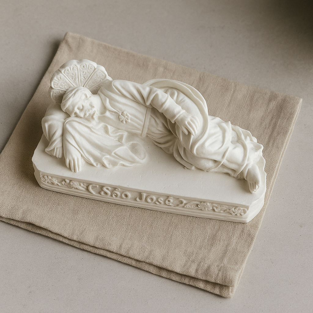 São José Dormindo Resina branca 12cm em Oferta na Shopee