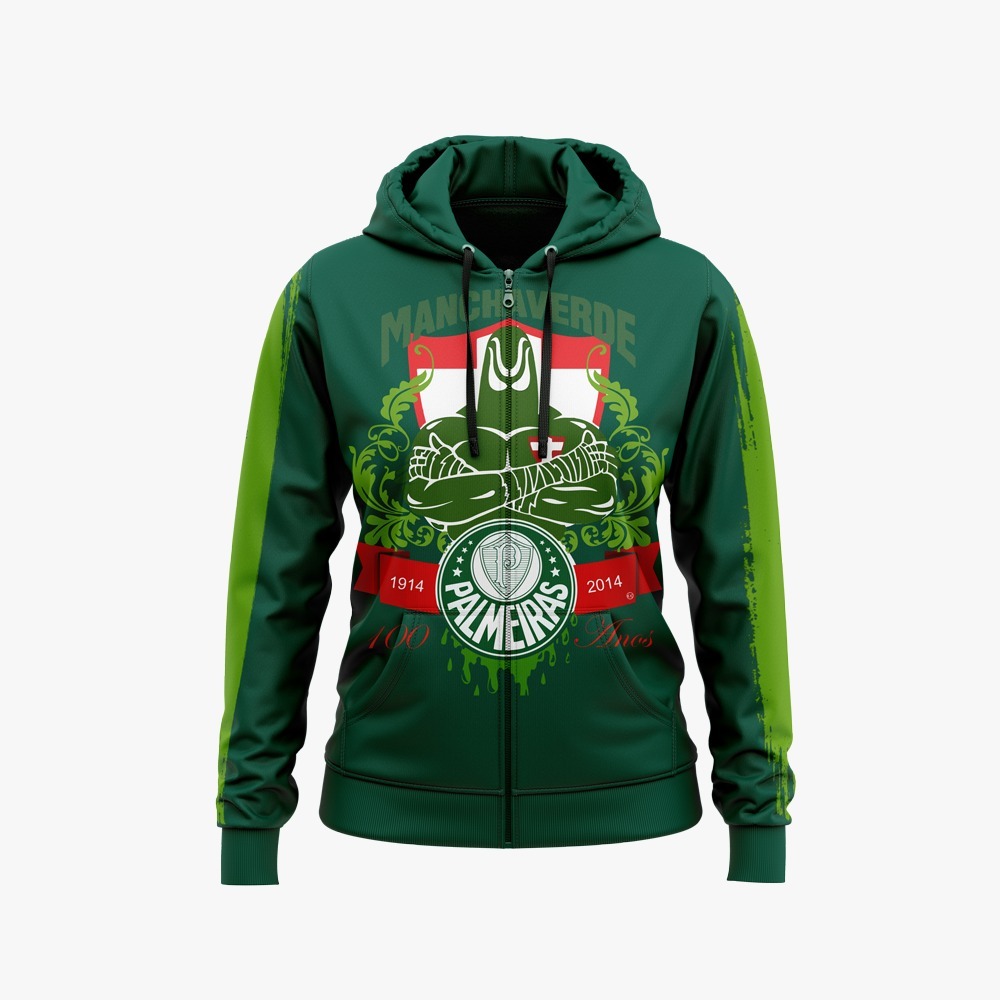 Blusa Moleton Canguru 100% Poliéster Palmeiras Outono Inverno