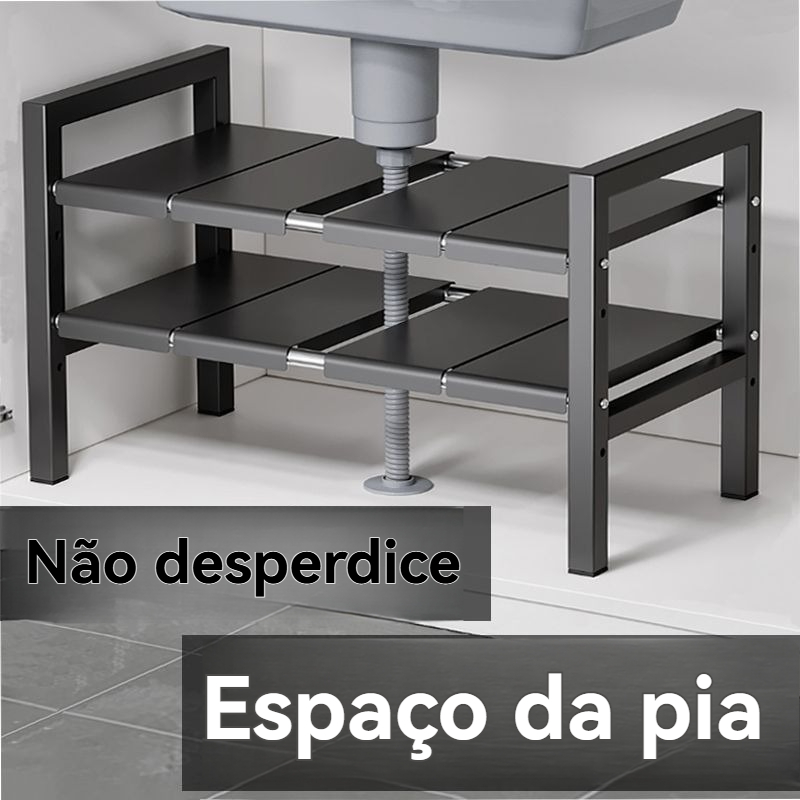 Prateleira para pia de cozinha retrátil Organizador de Panelas Armário Suporte organizador multifuncional para — foto 3