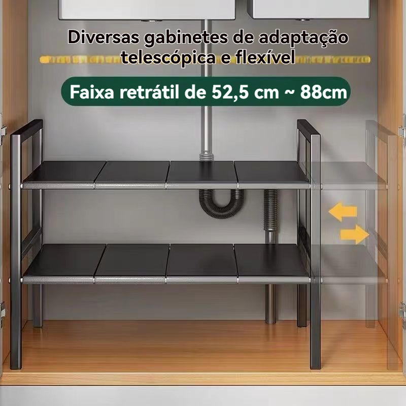 Prateleira para pia de cozinha retrátil Organizador de Panelas Armário Suporte organizador multifuncional para — foto 6