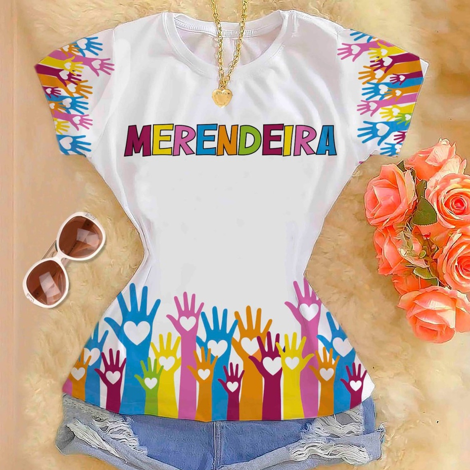 T-shirt Blusa Feminina Premium Estampa Merendeira em Oferta na Shopee