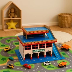 Garagem Brinquedo Presente Adesivada para Carros em Miniatura Colecionador Menino