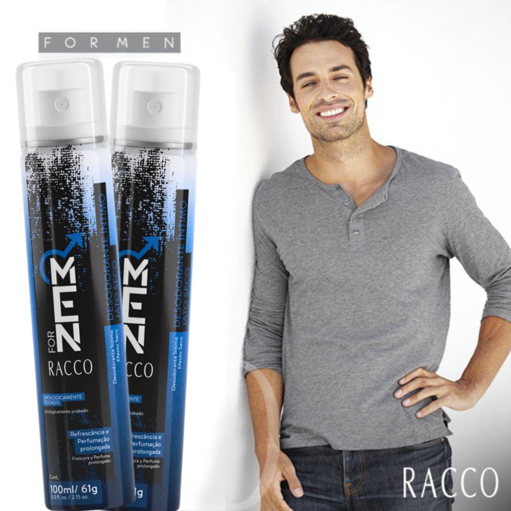 Kit 2 Desodorante Íntimo Masculino Jato Seco 100ml For Men Intimo Virilha Racco Man Original