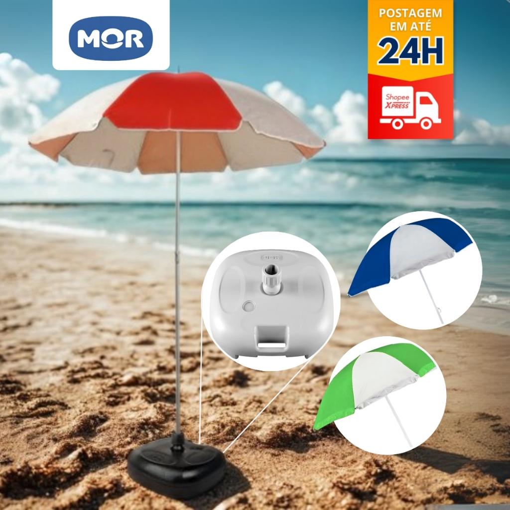 Guarda-Sol de Praia Grande Sombreiro Piscina Camping Pesca Aluminio 2M Gigante A