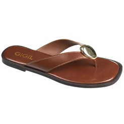 Sandália Rasteira Feminina Tiras Chinelo de Dedo com Enfeite Metalizado Moda Confortável GiGiL