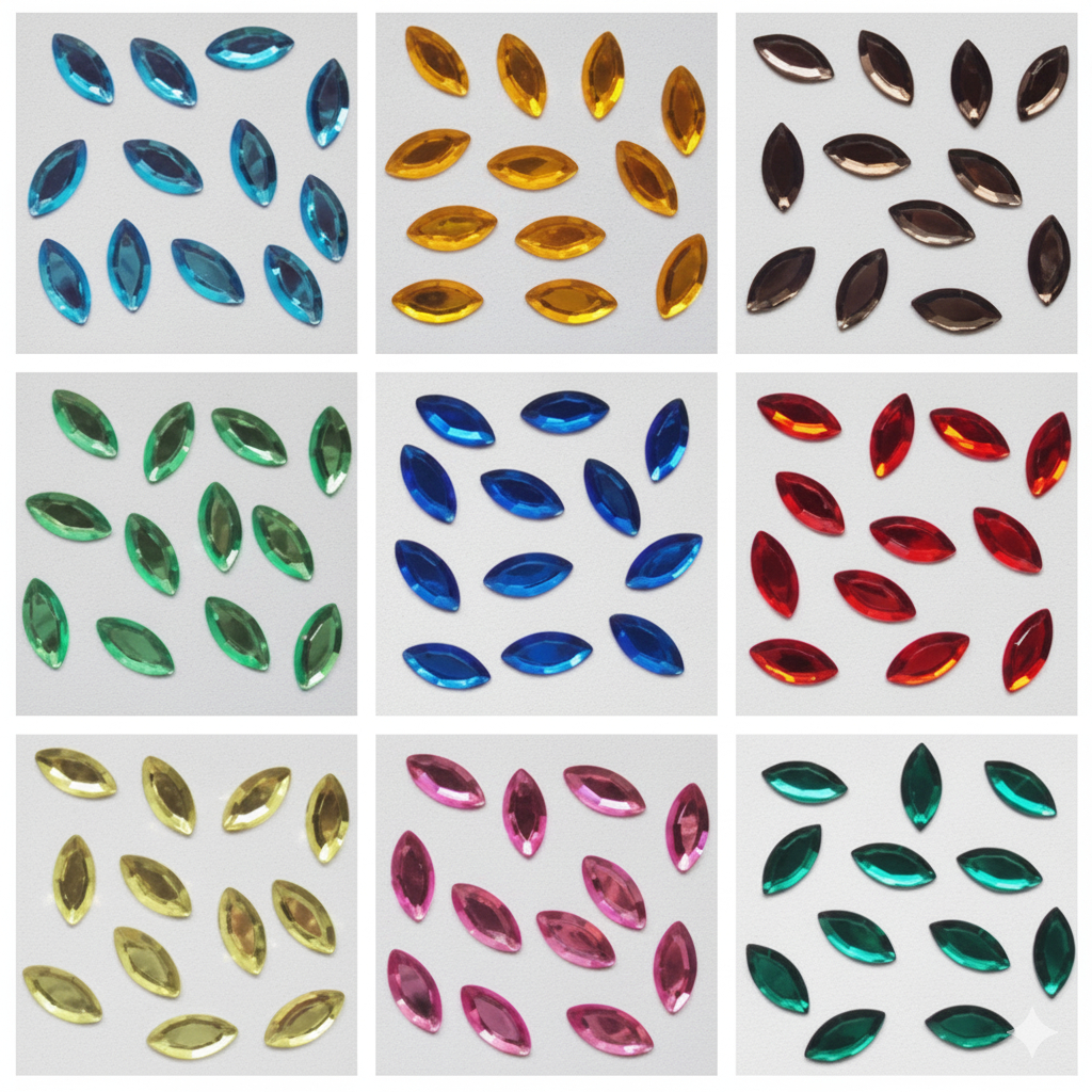 Chaton Navete 4 mm  x 8mm 100 unidades Strass Cabuchon Sem Furo Para Colagem Artesanato Bijuteria