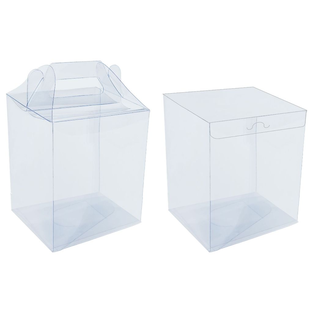 10 Caixas Tipo Maleta ou Baú em Pet Acetato Transparente 10x10x15 cm para Presentes e Produtos