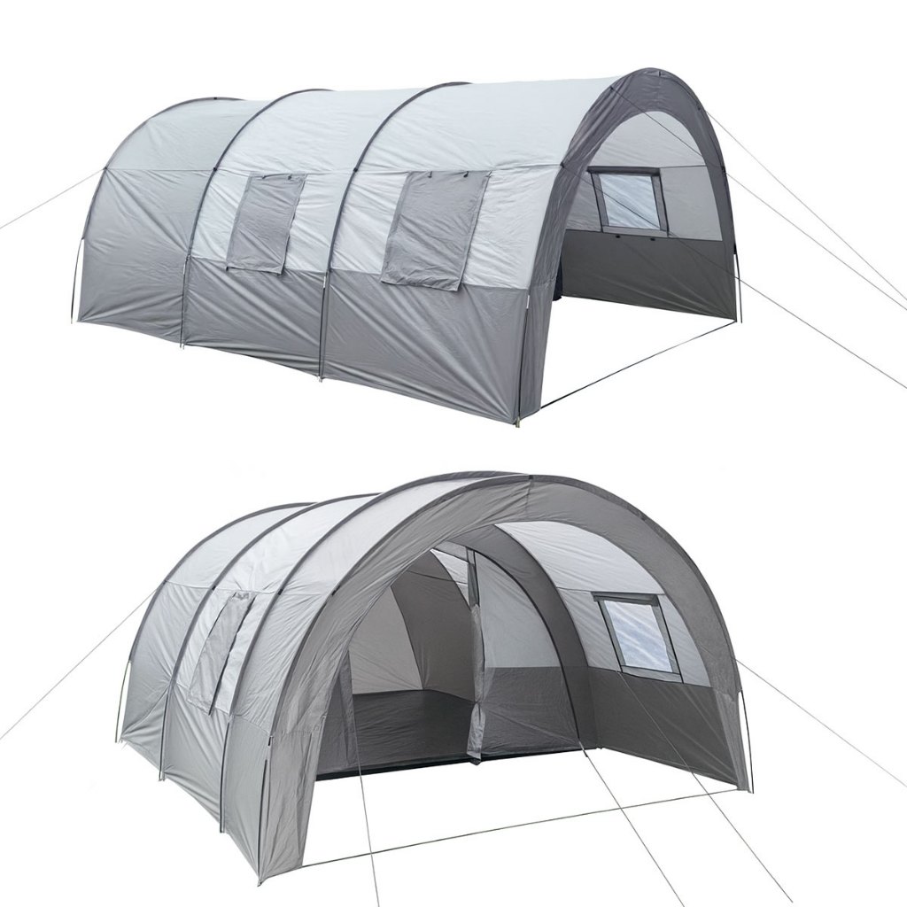Barraca Túnel Bask Camping 8 a 10 Pessoas Impermeável PU3000 Proteção UPF40 2 Ambientes Amplo 18m² 480× 350 × 206cm