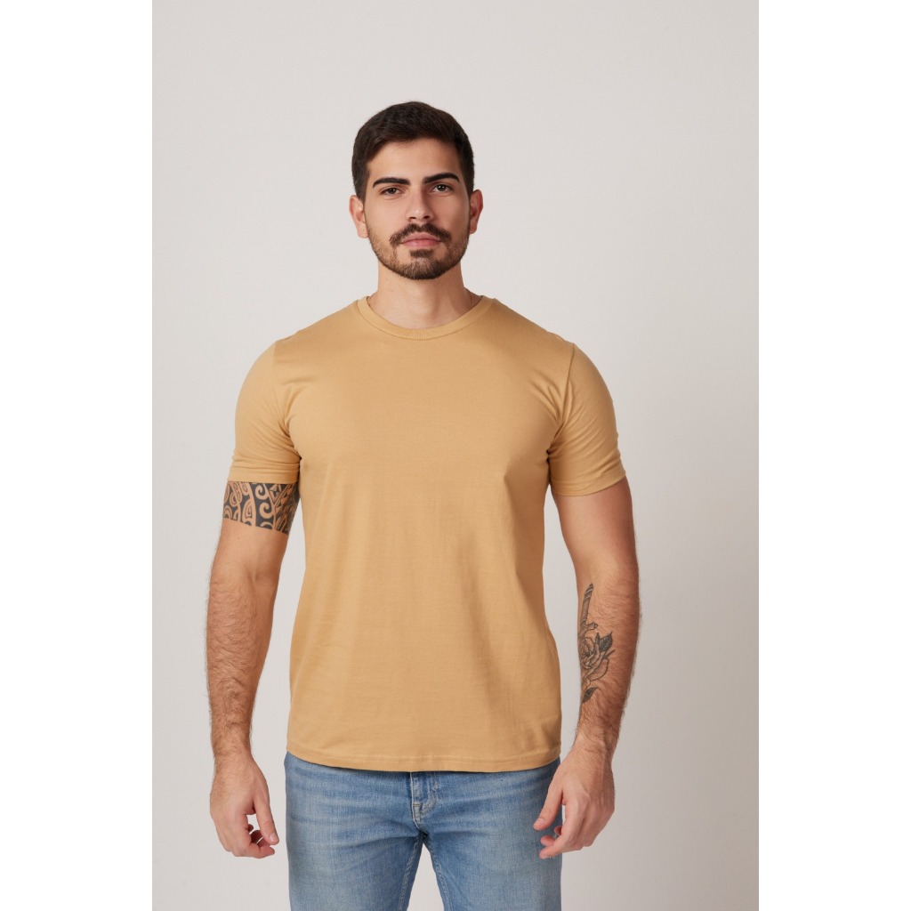 Camiseta Básica Masculino Adulto 100% Algodão Premium Unissex Costura Dupla Gola Ribana Reforçada