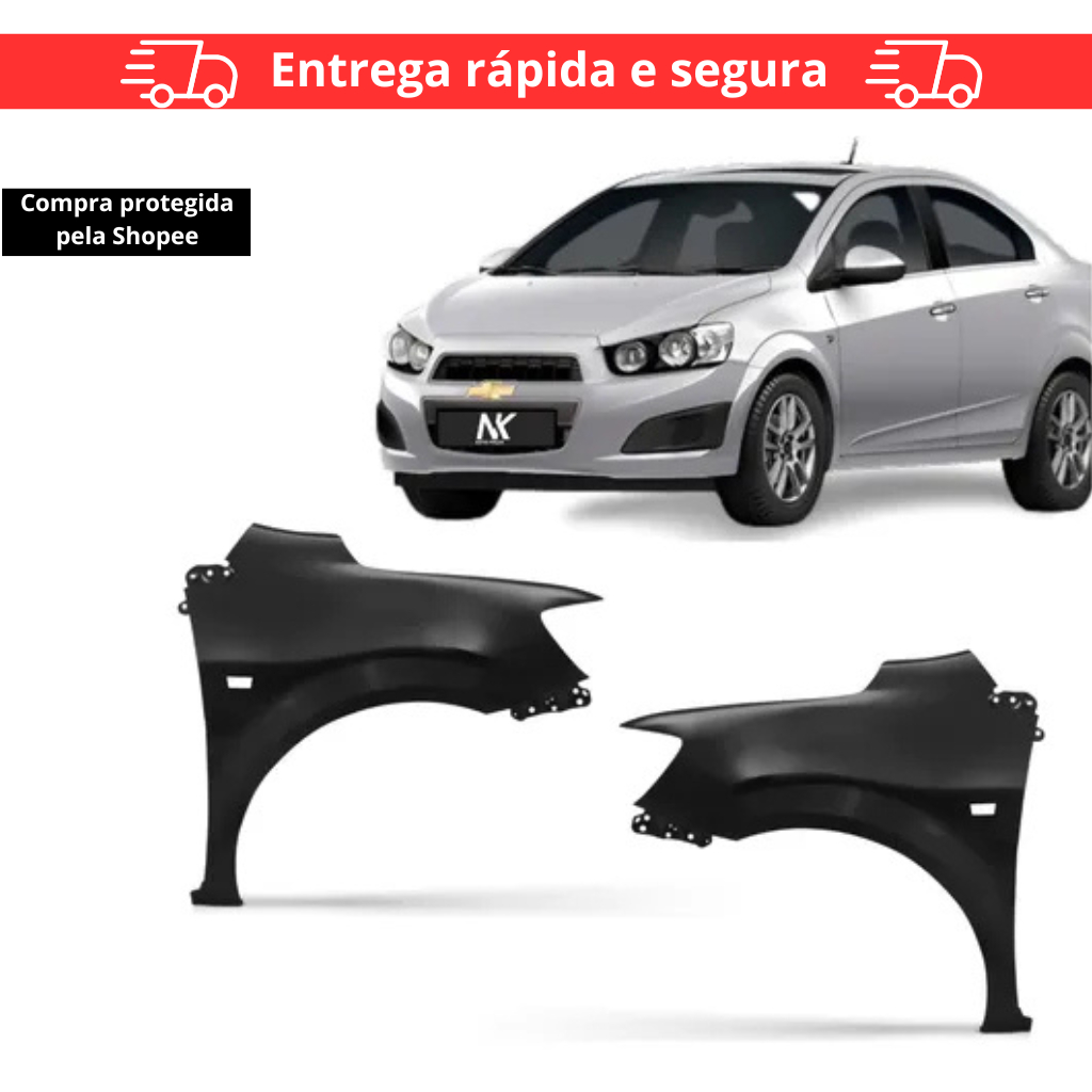 Par/UN Paralama Dianteiro Sonic 2012 2013 2014 Com Furo