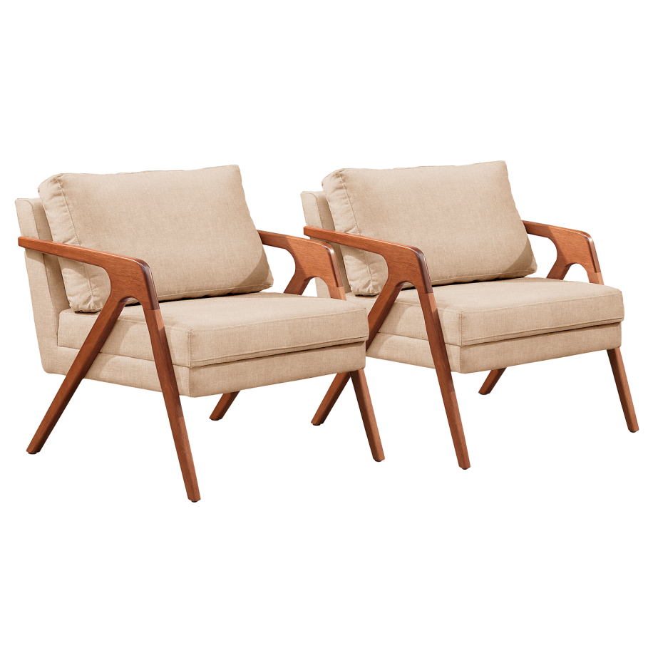 Conjunto - 2 Poltronas Mona Luxo Madeira Maciça Castellar em Oferta na Shopee