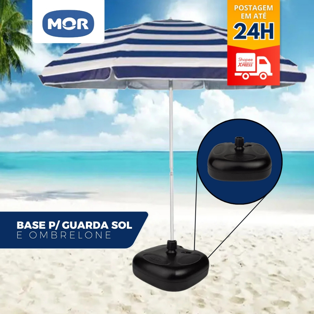 Base Plástica para Ombrellone e Guarda Sol Água 18L ou Areia 22KG Preta 3789 MOR