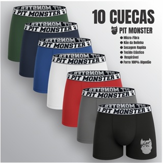 Kit 10 Cuecas Boxer Pitmonster De Microfibra Adulto em Oferta na Shopee