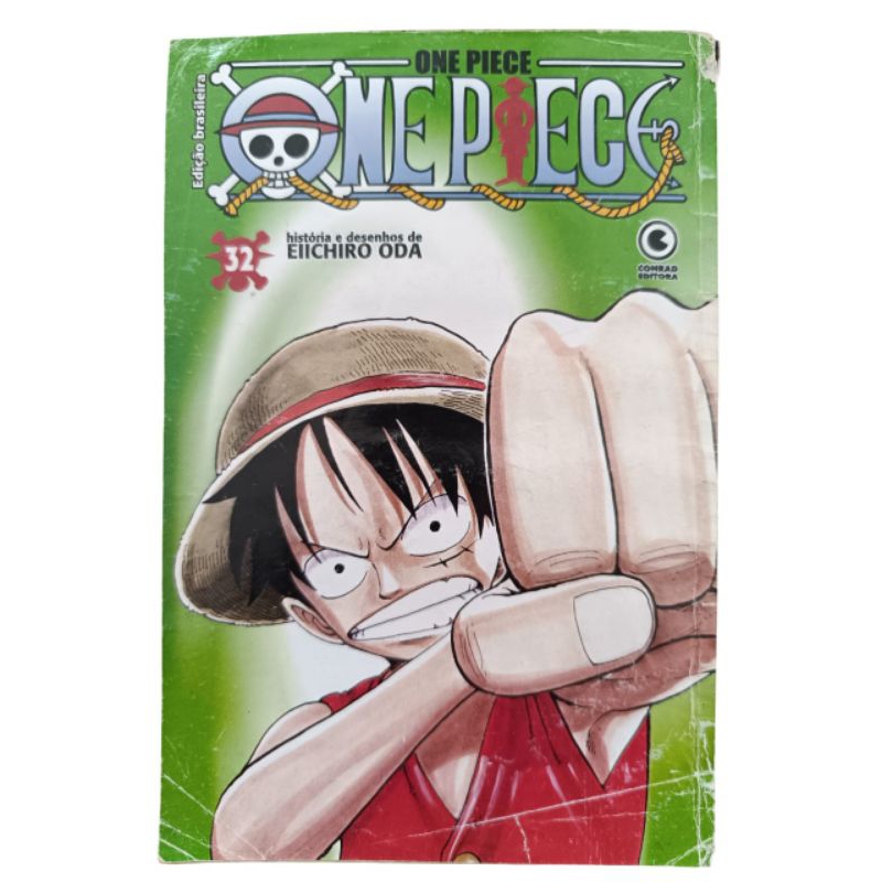 Mangá One Piece n°32 Edição meio-Tanko papel jornal de 2002 Editora Conrad