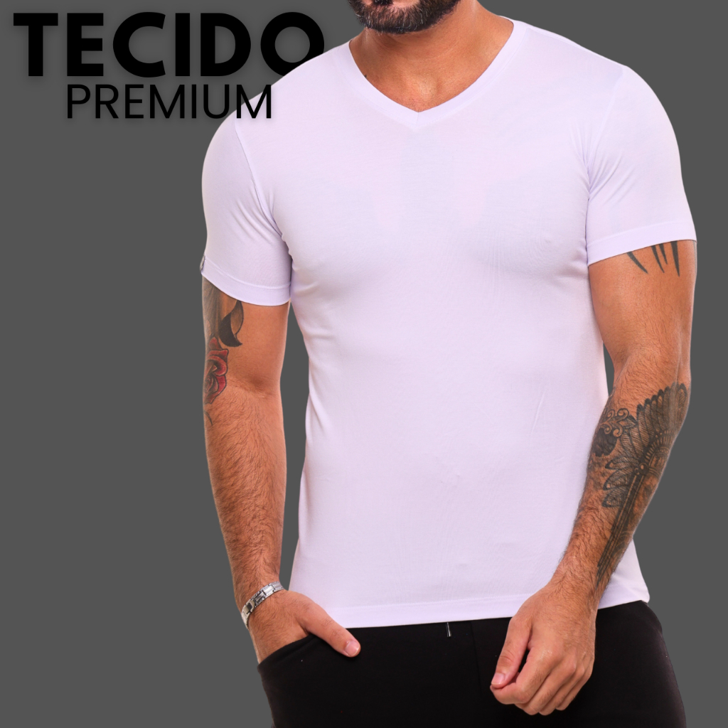 Camisa Masculina Branca Básica Blusa Masculina Estilosa Chique Camiseta Poliamida Premium Casual