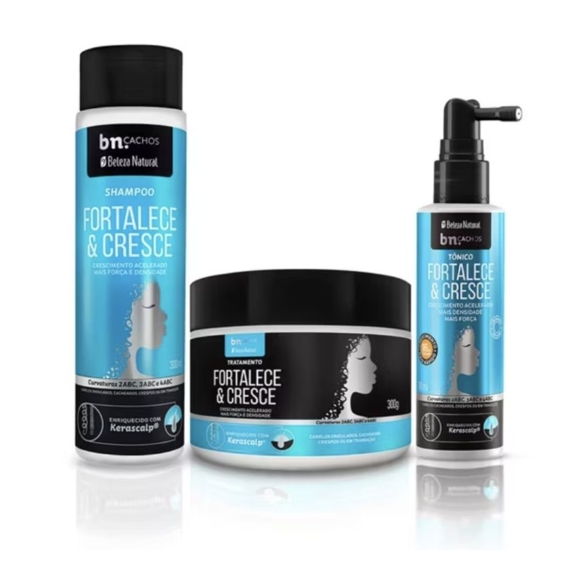 KIT FORTALECE E CRESCE BELEZA NATURAL (Shampoo 300ml+Máscara 300ml+Tônico 100ml)