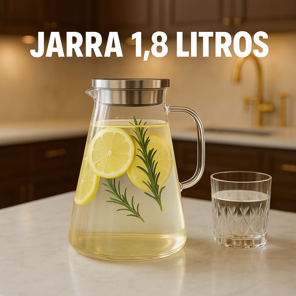 Jarra Vidro Borossilicato 1,8l Tampa Inox Bebidas Cozinha em Oferta na Shopee