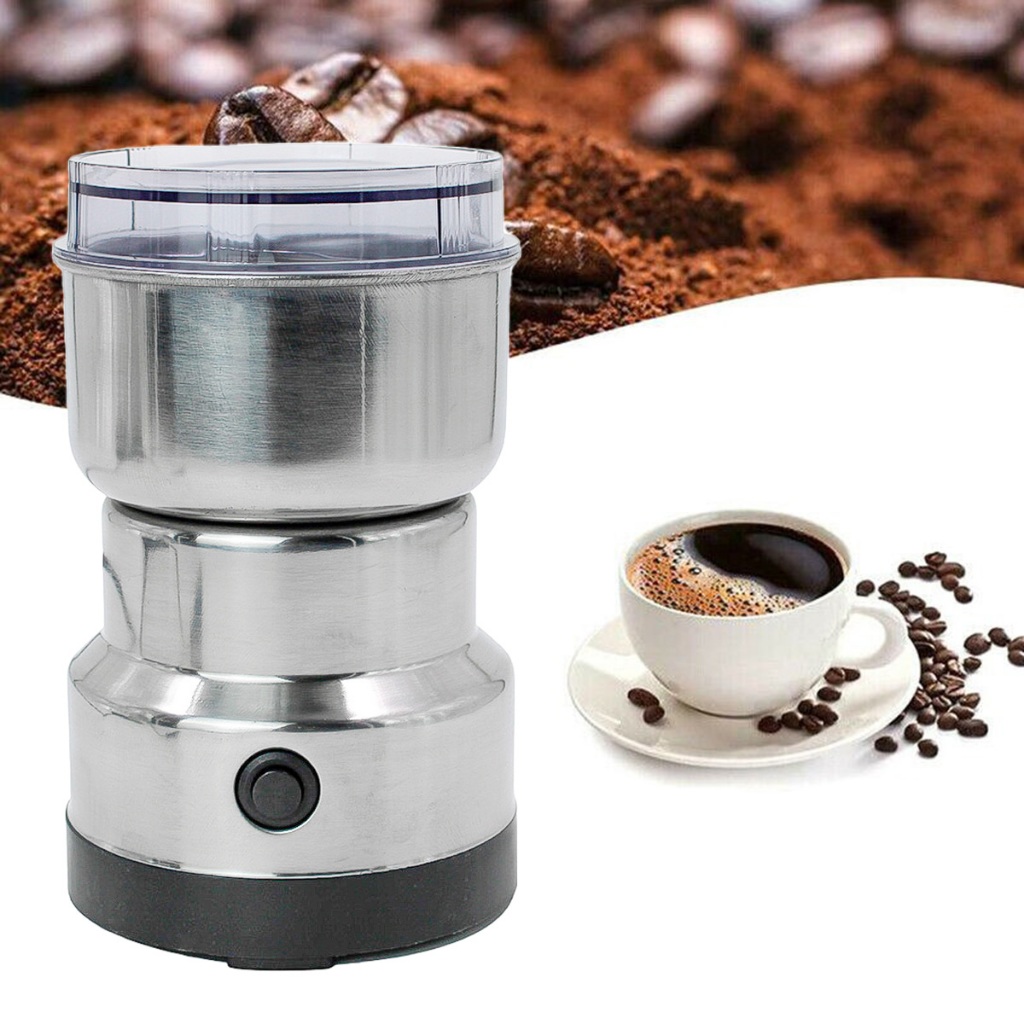 Moedor Elétrico de Café e Sementes 150W – Aço Inox Mini Triturador Portátil para Grãos, Temperos e Especiarias