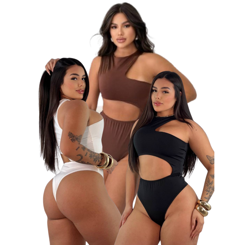 Body Feminino Recorte Geométrico Antonela - Suplex com Premium Forro Duplo, SexI, Elegante Blogueira em Oferta na Shopee