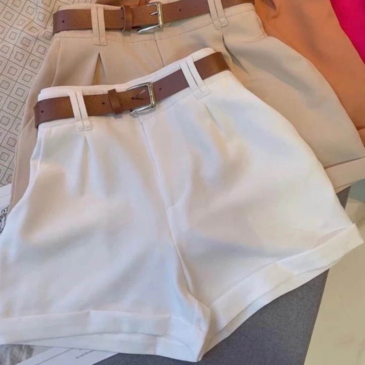 Short Social Alfaiataria Feminino Com Cinto Com Bolso Cintura Alta PROMOÇÃO em Oferta na Shopee