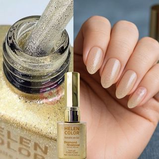 Esmalte em gel Dourado transparente com Glitter Diamond 15ml Helen Color ano novo natal em Oferta na Shopee