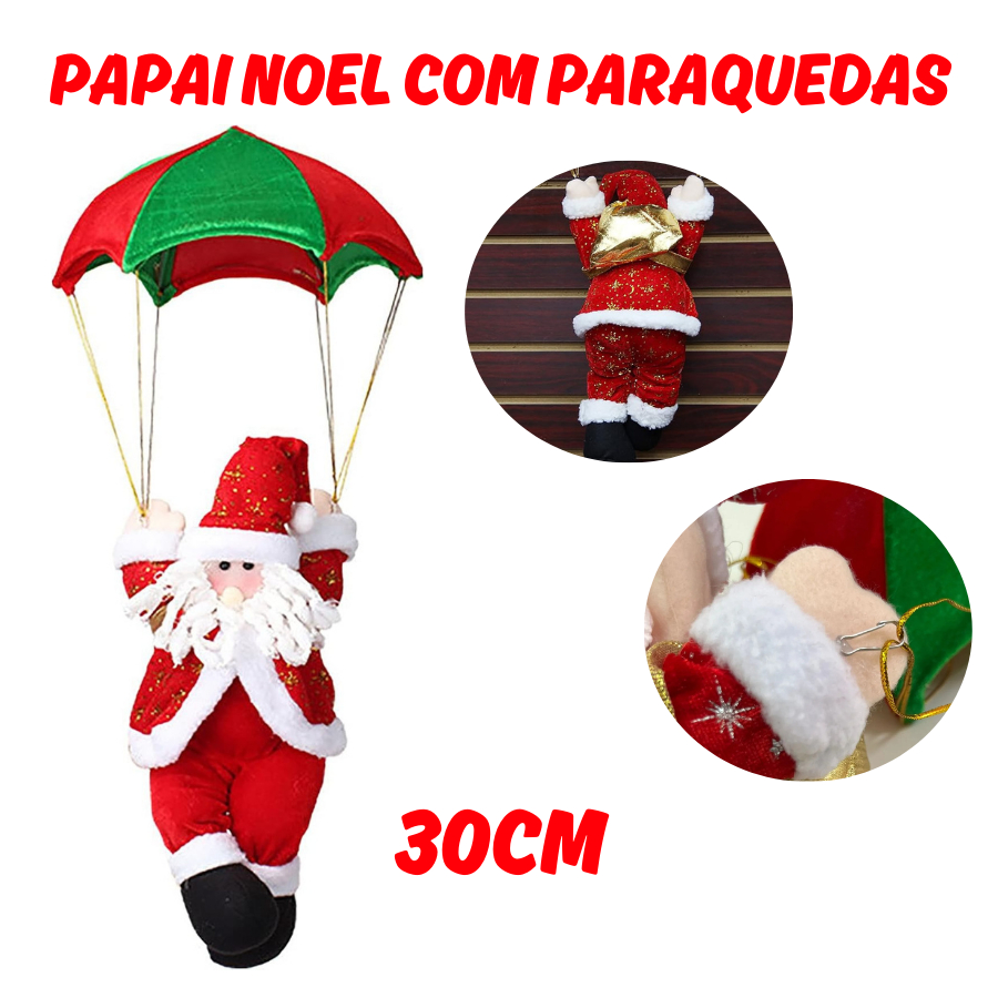 Papai Noel De Natal 30cm Médio Paraquedista Decoração Natalina Enfeite Para Pendurar