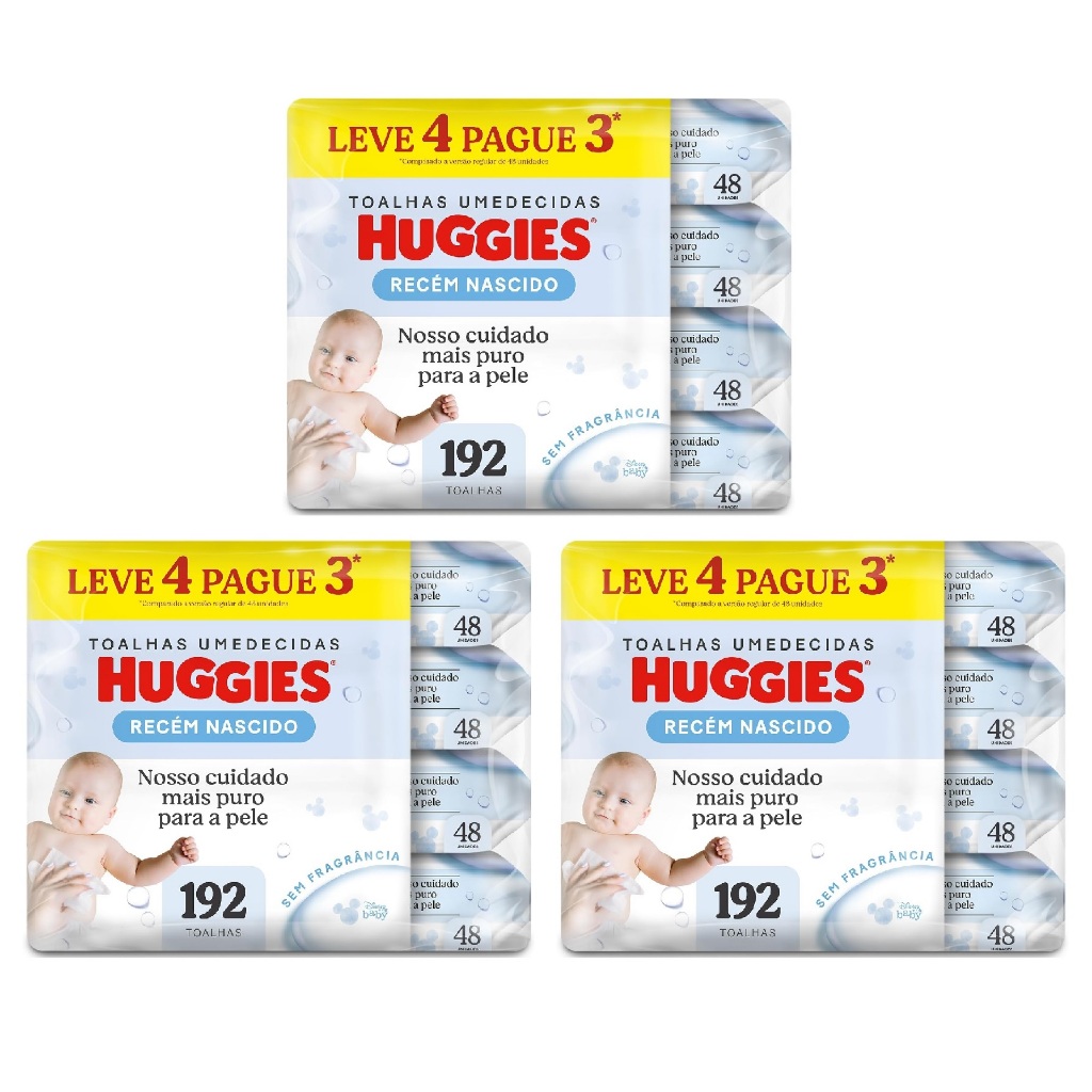 Kit 12ptes - Toalhas Umedecidas Huggies RN 48un cada - Total 576 Unidades. em Oferta na Shopee