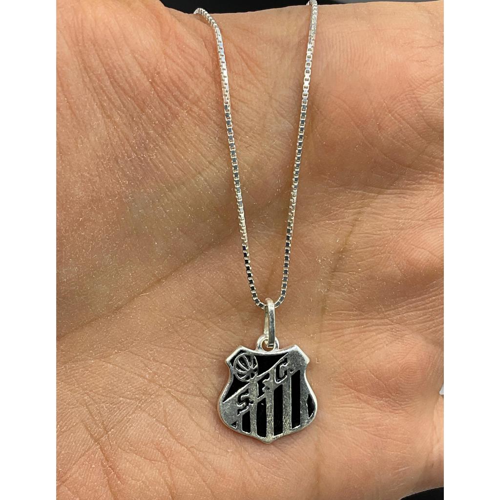 Colar Escudo Santos FC em Prata 925 Colar Santos Prata 925