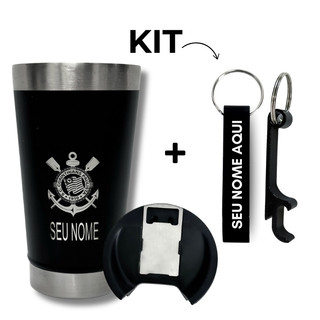 Kit Copo Térmico Inox + Chaveiro Abridor Personalizado Presente dia dos Pais