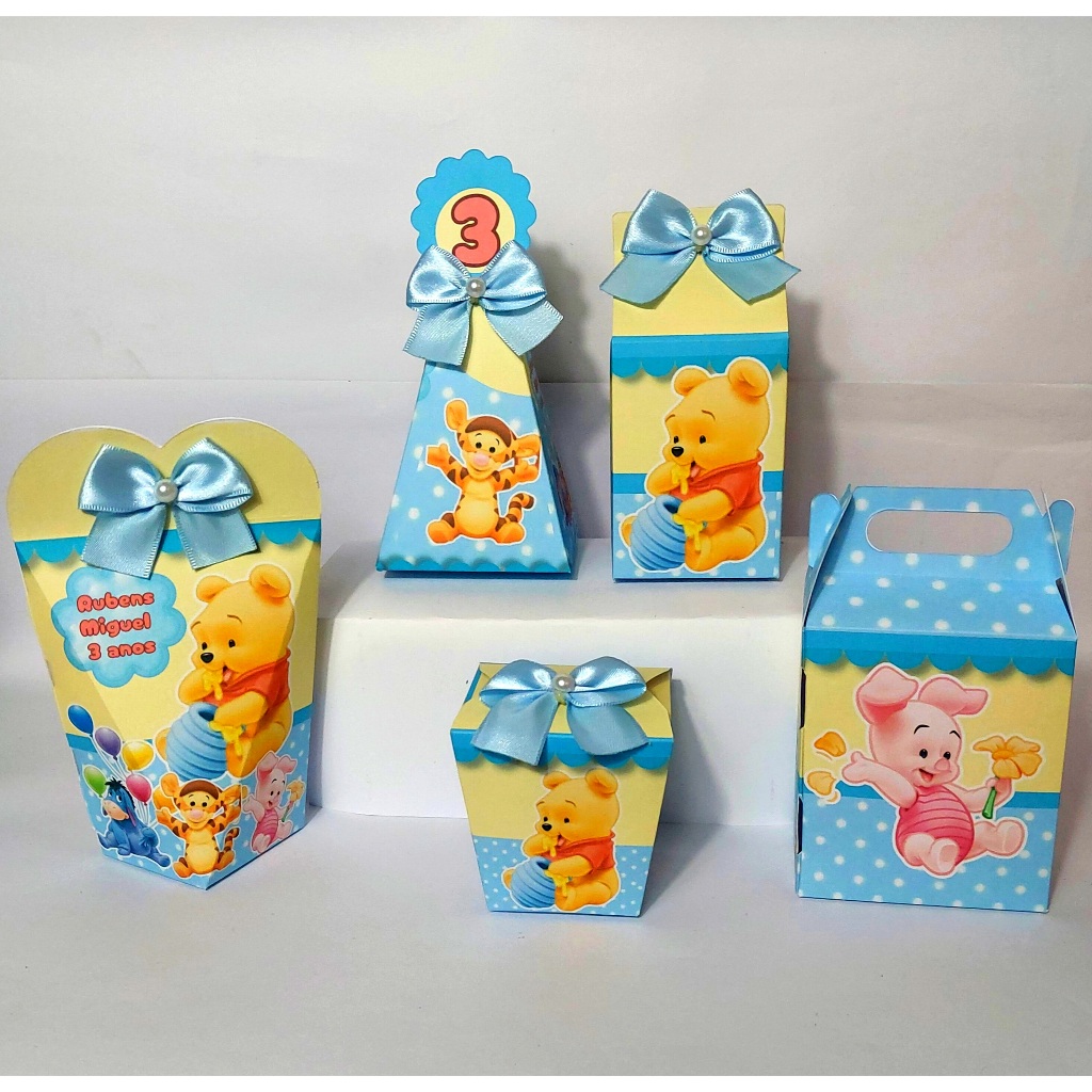 URSINHO POOH BABY Kit 50 Lembrancinhas Personalizadas Caixinhas de aniversário festa infantil Tema URSO Aniversário