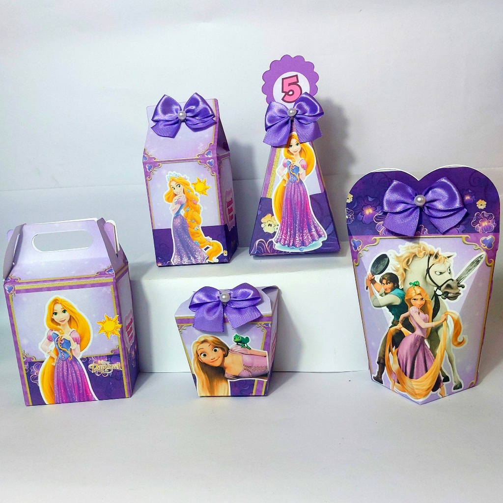 Rapunzel Enrolados KIT 50 Lembrancinhas Caixinhas Personalizadas Aniversário Kit Festa Menina Disney Decoração