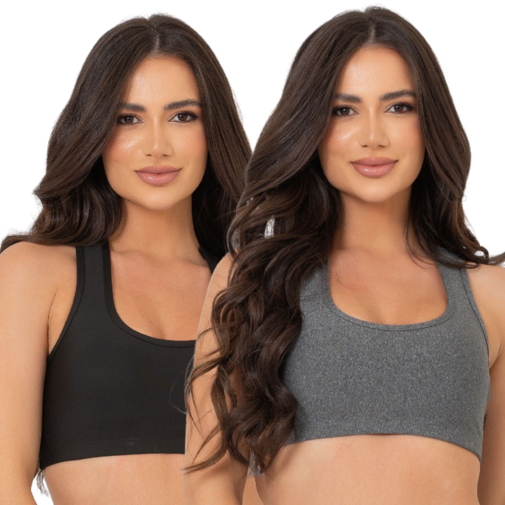 Kit 2 Sutiã Nadador Conforto Feminino Sem Bojo Fitness Esportivo Elasticidade Alta Qualidade