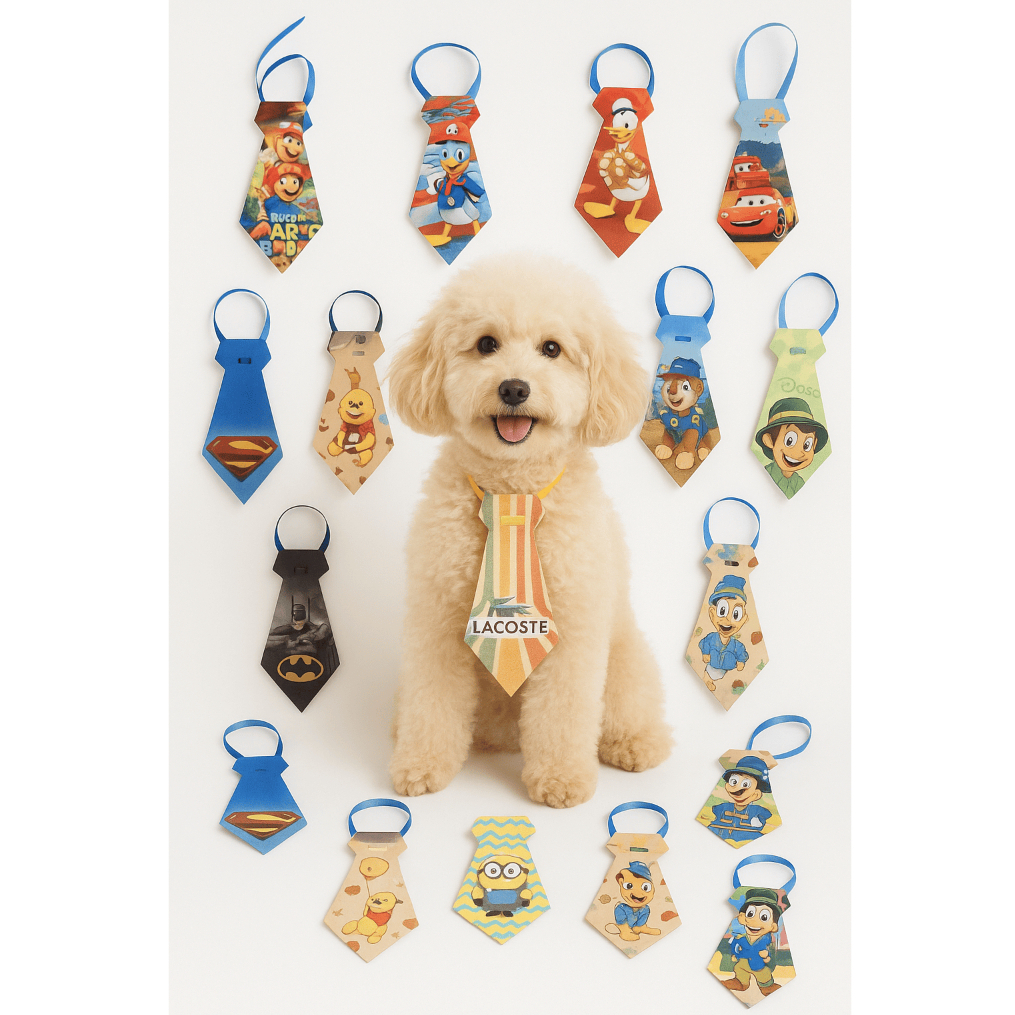 Gravatas Pet 300 Unid Personagens Banho e Tosa Macho Gravatinhas Pet Shop