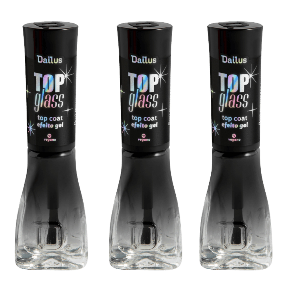 Dailus Esmalte Kit 3 Esmaltes TOP GLASS - Top Coat Efeito Gel 8ml
