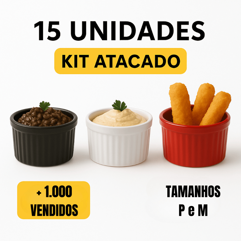 Kit 15 Ramekin NAWO Canelado Plástico Ramequim Melamina Molho Buffet Molheira petisqueira Ramecan