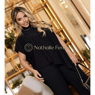 Conjunto Assimétrico Ana ruga gola alta elegante confortável em Oferta na Shopee