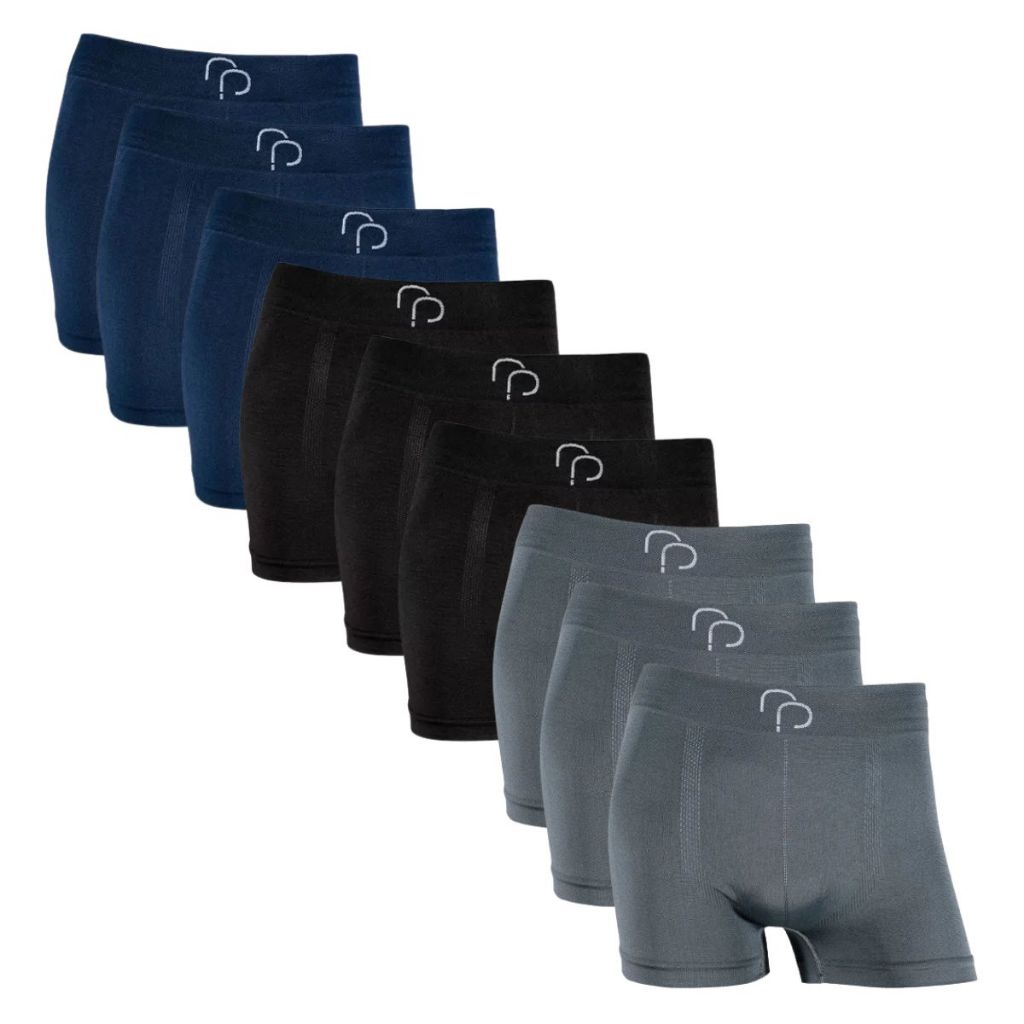 Kit 9 Cuecas Boxer Masculina Microfibra Sem Costura Adulto Elastano Lisa