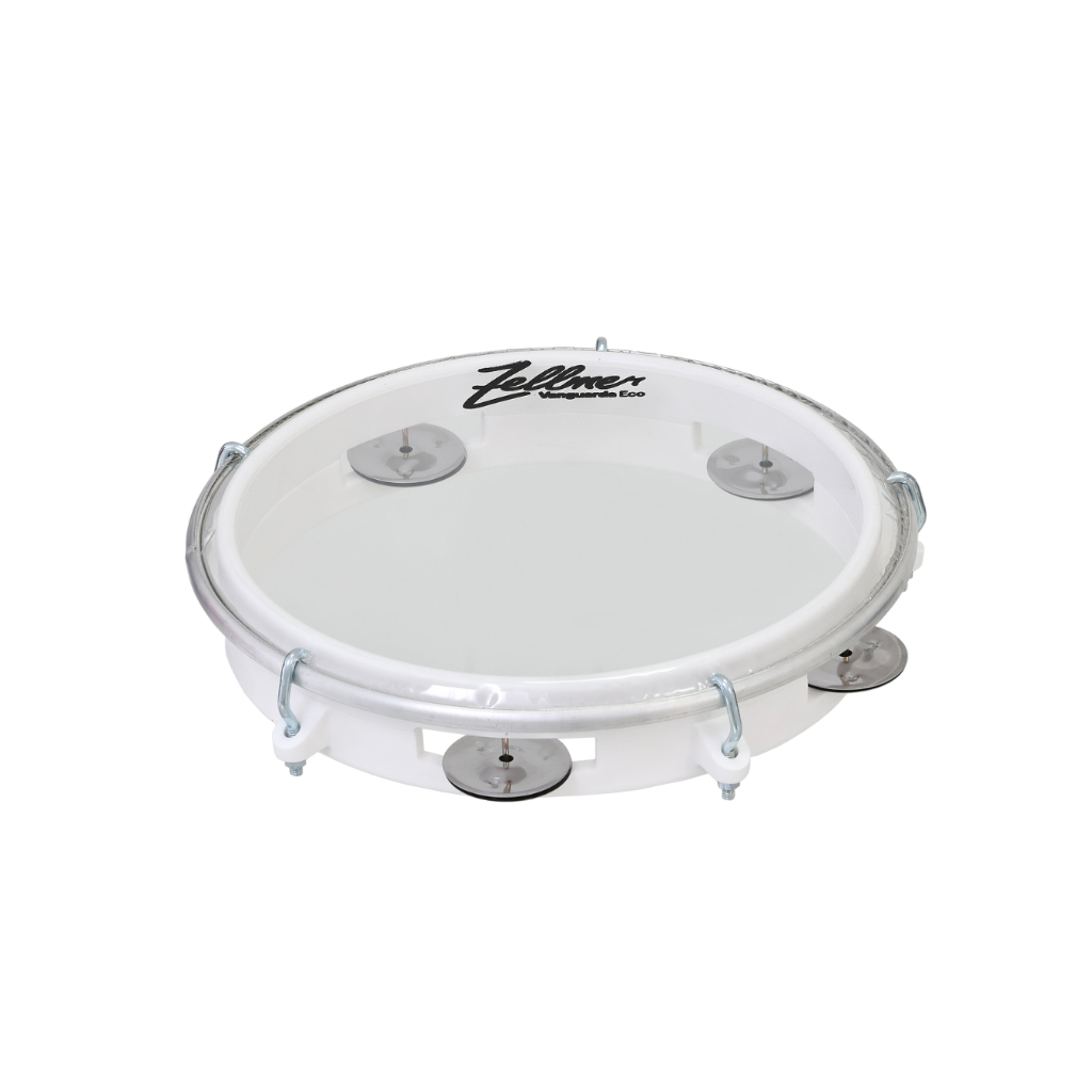 Pandeiro ABS 8" Vanguarda Eco Zellmer Pele Transparente Branco Iniciantes e Crianças
