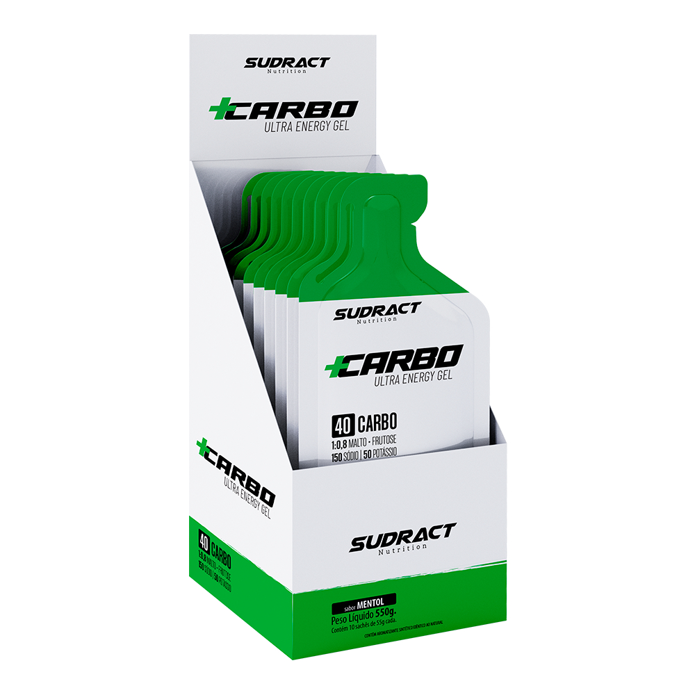 +Carbo Gel Sudract Mais Carbo 10 Sachês 55g (40g Carboidratos) Energia Corrida Ciclismo