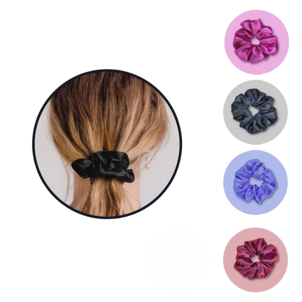Xuxinha Cetim Scrunchie Feminina Elástico Cabelo Anti Frizz - Cores Sortidas em Oferta na Shopee