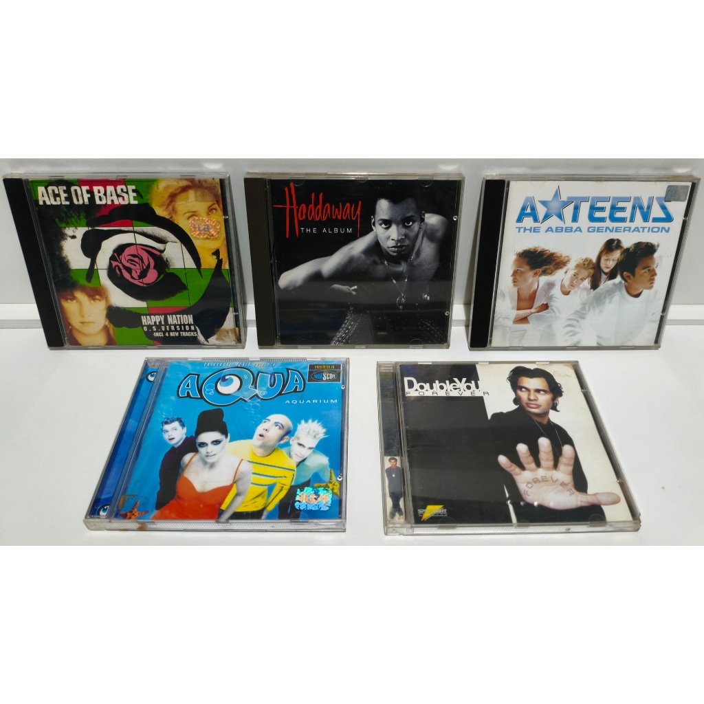 Lote 5 Cds Eurodance Nacionais - Haddaway, Aqua, Double You, ATeens, Ace Of Base (usados)