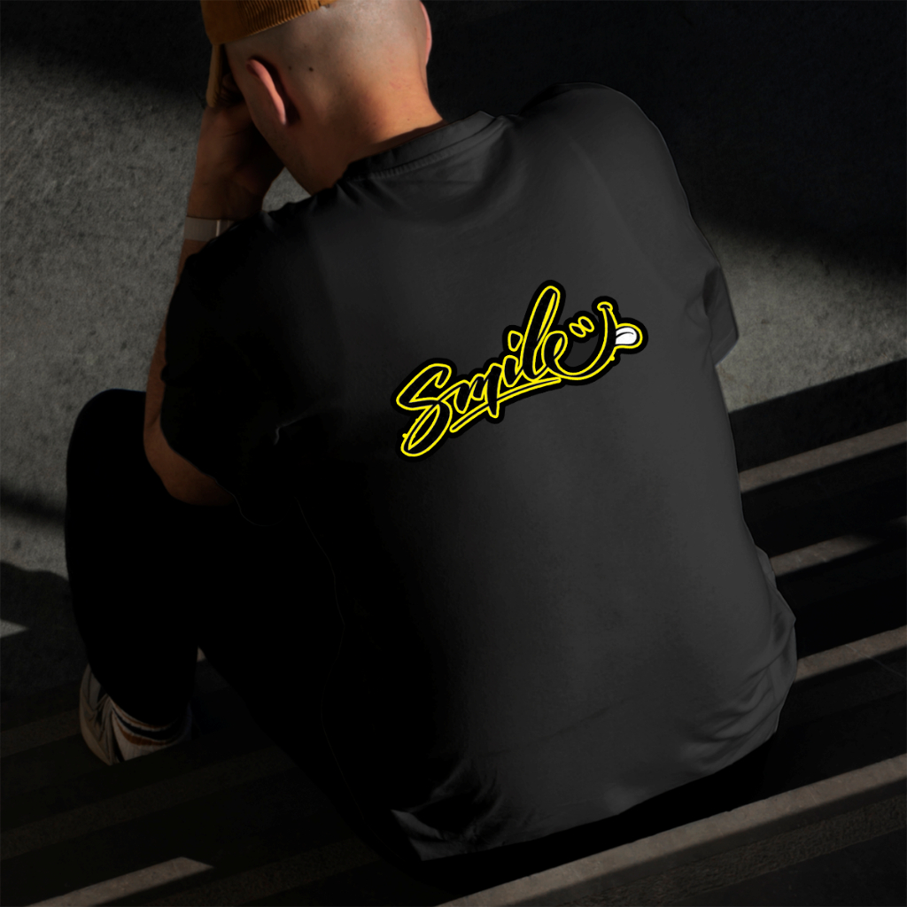 Camiseta Masculina Estampada Smile 100% Algodão Estilo Conforto Diário Do Tamanho P ao GG
