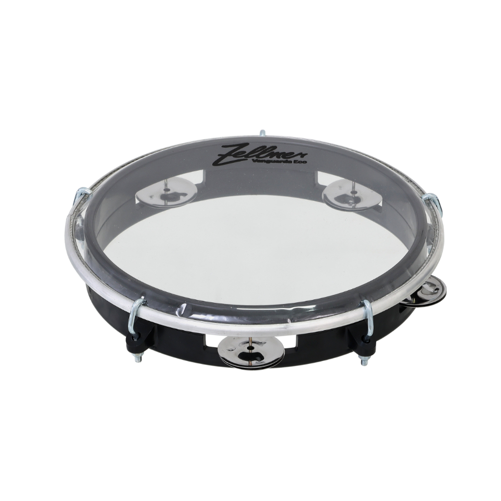 Pandeiro ABS 8" Vanguarda Eco Zellmer Pele Transparente Preto Iniciantes e Crianças