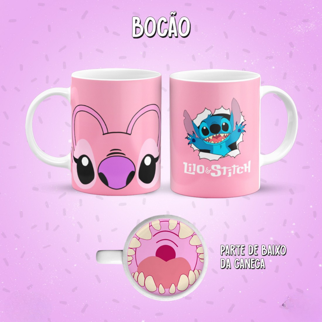 Caneca BOCAO 325ml  Cerâmica Sublimada ( ANGEL, STITCH, SUELLY,MIKE WAZOWSKI,PATRICK, BOB ESPONJA,SIMPSONS)