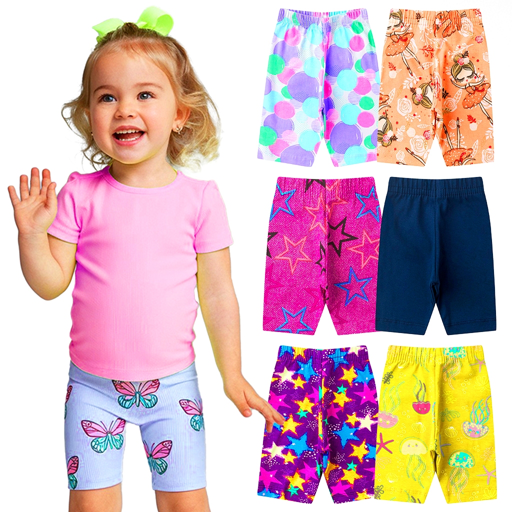 Kit de 2, 3 ou 5 Peças Bermudas Ciclista Infantil Cotton Menina Premium 1 ao 8 Verão Feminino em Oferta na Shopee